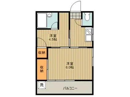 ニューモリタA棟(2K/2階)の間取り写真