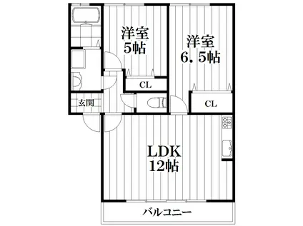 プログレスコート(2LDK/1階)の間取り写真