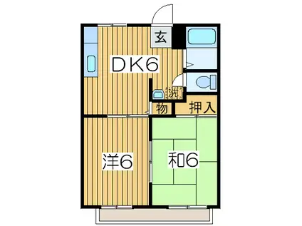 泉ハイツA(2DK/1階)の間取り写真