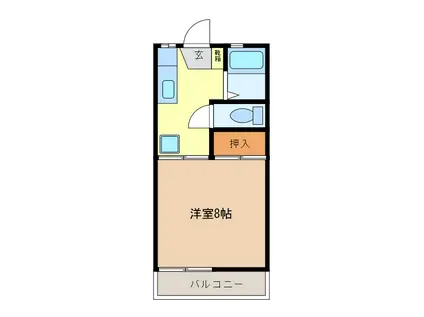 ドミール吉田B(1K/1階)の間取り写真