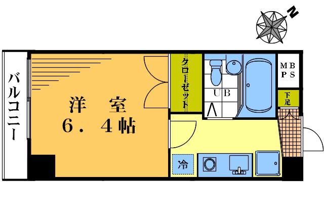 グレースハイム(1K/6階)の間取り写真