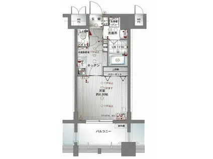 サボイ ジ・アトリウム(1K/4階)の間取り写真
