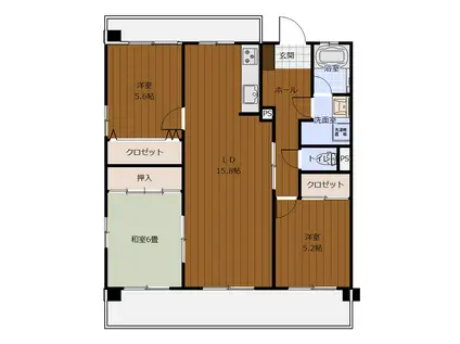 ドウペール幸町一番館(3LDK/1階)の間取り写真