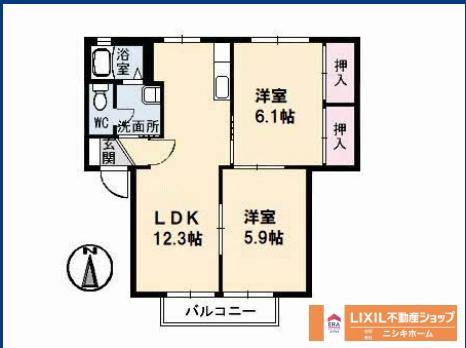 シャーメゾン大原A(2LDK/1階)の間取り写真