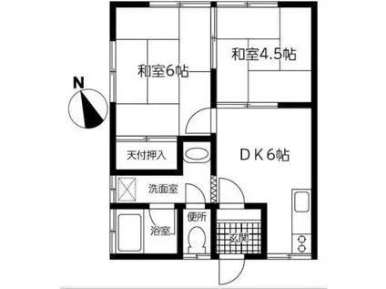 ハイツヴィレッヂ(2DK/2階)の間取り写真