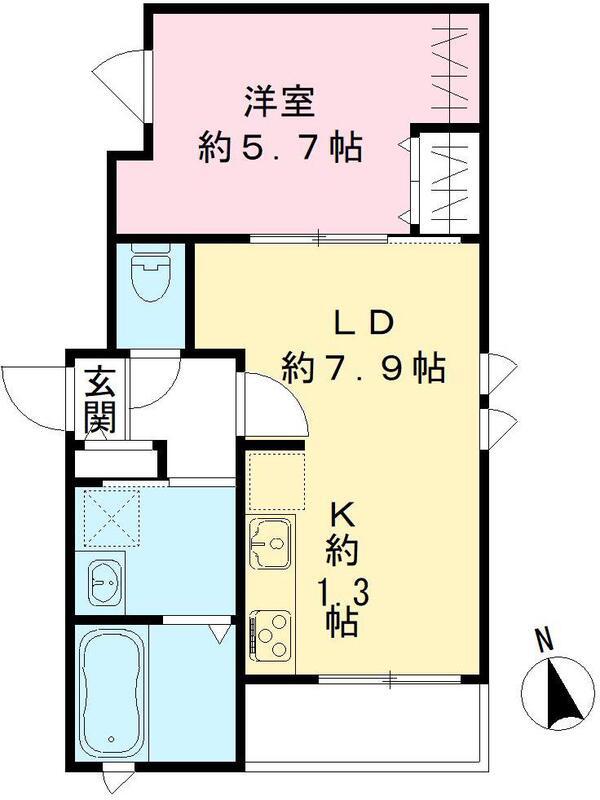 リッジ代沢(1LDK/2階)の間取り写真