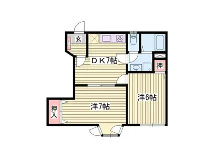 ボニート・リーオI(2DK/1階)の間取り写真