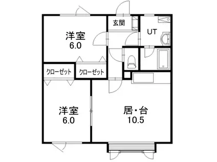 キリークMS(2DK/3階)の間取り写真