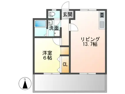 サンコーポ八代(1LDK/2階)の間取り写真