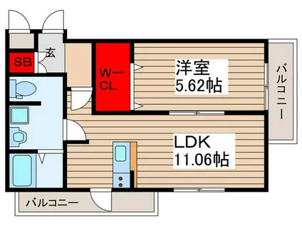 オリエンタル(1LDK/1階)の間取り写真