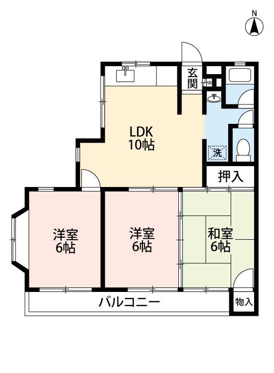 セザール田迎(3LDK/3階)の間取り写真