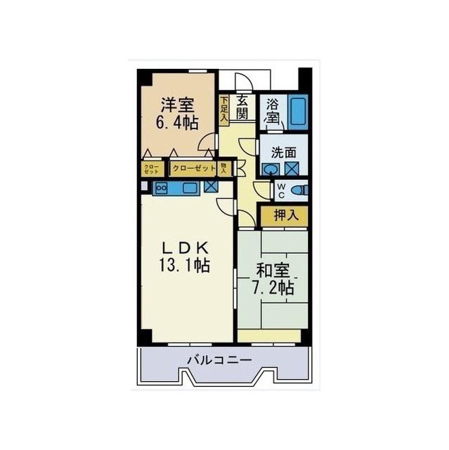 エクセルコート海老名(2LDK/4階)の間取り写真