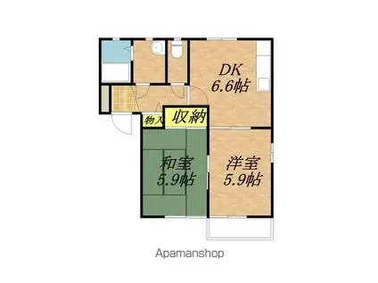 ラポールカイト(2DK/1階)の間取り写真