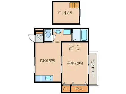 北斗星7(1DK/2階)の間取り写真