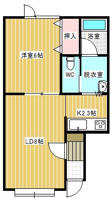 JR根室本線 柏林台駅 徒歩45分 2階建 築26年(1LDK/1階)の間取り写真