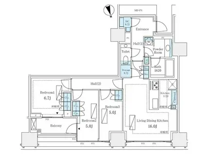 三田ガーデンヒルズ ノースヒル(3LDK/8階)の間取り写真