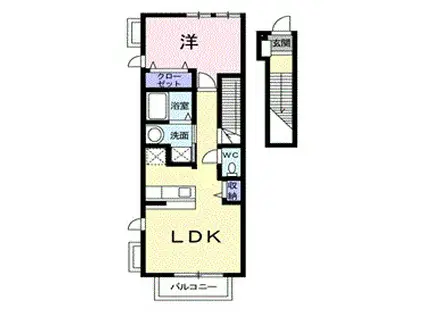 アンジェの郷B(1LDK/2階)の間取り写真