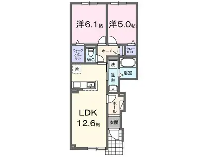メゾン ベル(2LDK/1階)の間取り写真