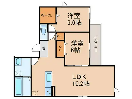D-ROOM沢野南(2LDK/2階)の間取り写真
