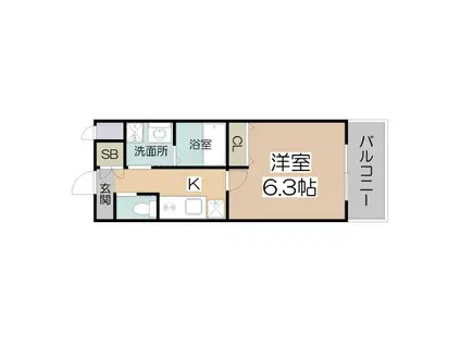 クローバーグランデ昭和町(1K/8階)の間取り写真