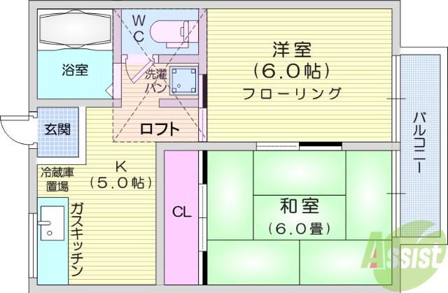 コーポアンデルセンⅡ(2DK/2階)の間取り写真
