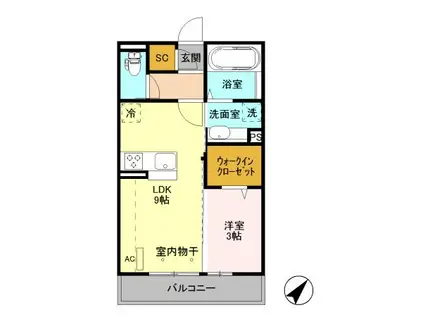 ERFOLG・F(1LDK/2階)の間取り写真