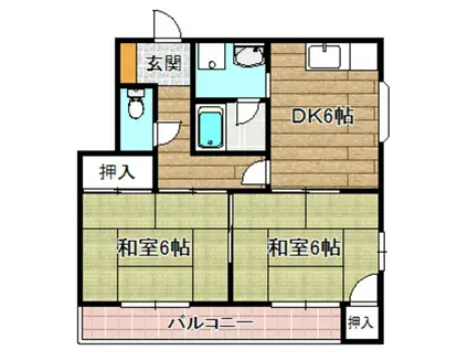 ユアハウス(2DK/3階)の間取り写真