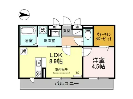 アーバンハイツ川田(1LDK/1階)の間取り写真