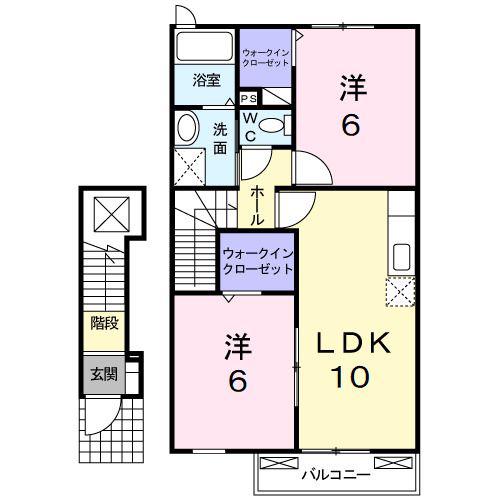 サニーメゾン(2LDK/2階)の間取り写真