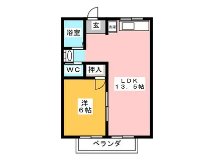 ハウスK2(1LDK/2階)の間取り写真