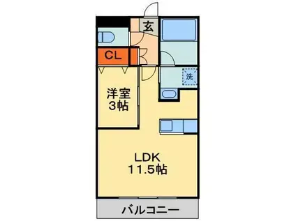ヘルデンフィールズII(1LDK/2階)の間取り写真