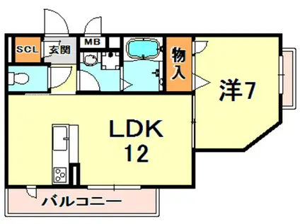 オーキッドヴィラ(1LDK/1階)の間取り写真