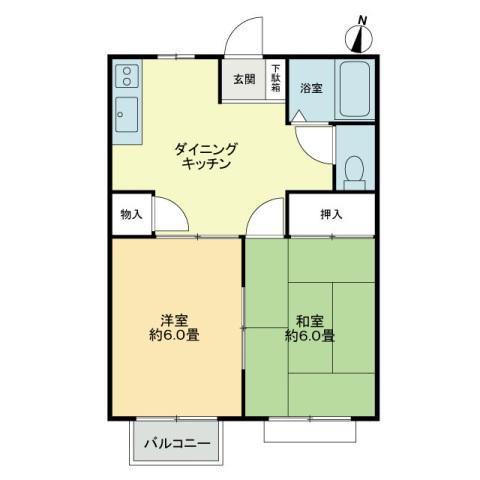 フォブールホロニック A棟(2DK/2階)の間取り写真