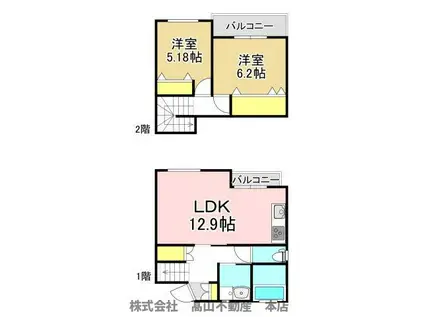 ガーデンコテージ A棟(2LDK/1階)の間取り写真