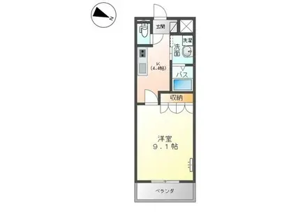 カントリードール(1K/1階)の間取り写真