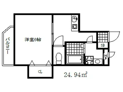 シーガ兵庫(1K/4階)の間取り写真