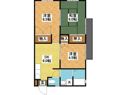 オレンジガーデンI(3DK/2階)の間取り写真