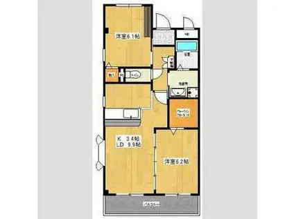 LESTEO岩崎台(2LDK/2階)の間取り写真