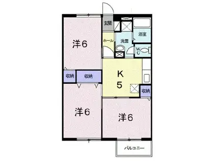 ニューエルディムハピネスA(3K/2階)の間取り写真