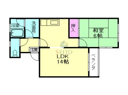豊南アシエ(1LDK/3階)の間取り写真