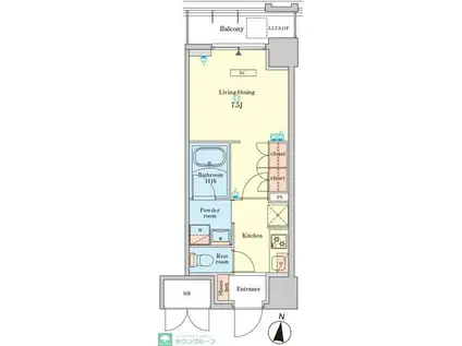 RJRプレシア菊川駅前(1K/7階)の間取り写真