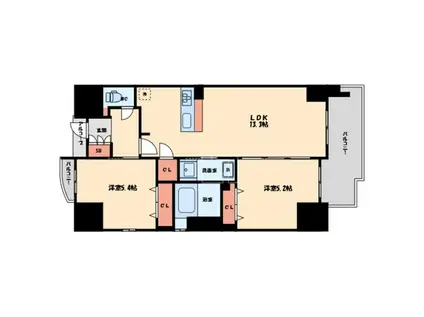 エステムコート谷町四丁目(2LDK/11階)の間取り写真