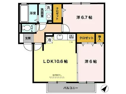 サワーフローラ(2LDK/2階)の間取り写真
