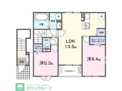 コンフォートD(2LDK/2階)の間取り写真