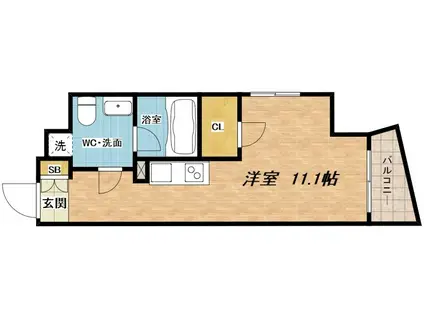 OM玉造III(ワンルーム/3階)の間取り写真