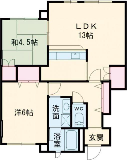 レモンフィールド 日根野(2LDK/1階)の間取り写真