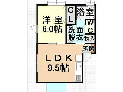柏ハイツ(1LDK/2階)の間取り写真