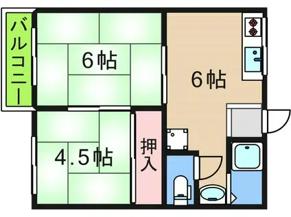 北島ハイツ(2DK/2階)の間取り写真