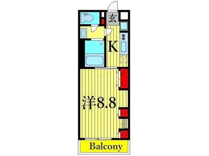 リブリ・ウッドストック(1K/2階)の間取り写真