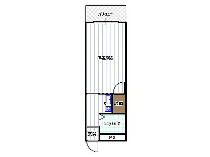 まるきマンション東大利(1K/1階)の間取り写真